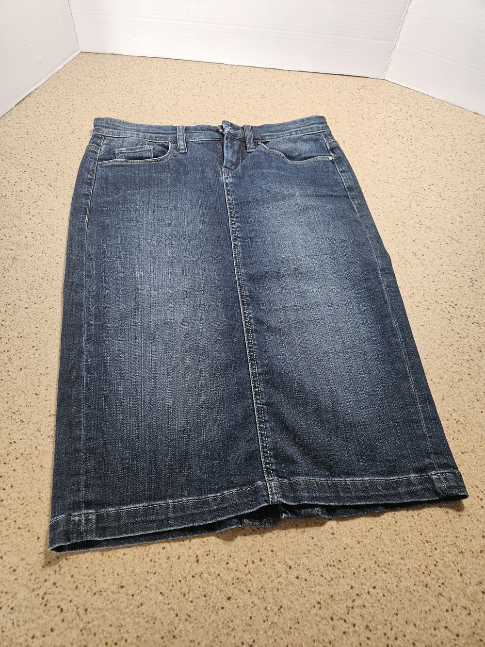Blank NYC Washed Indigo Midi Denim Skirt